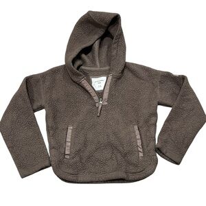 Abercrombie & Fitch Kids Sherpa Hoodie Jacket 3/4 Pullover Taupe